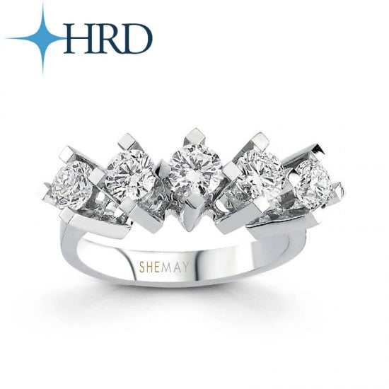 Пръстен бяло злато с пет диаманта 1.50 карата